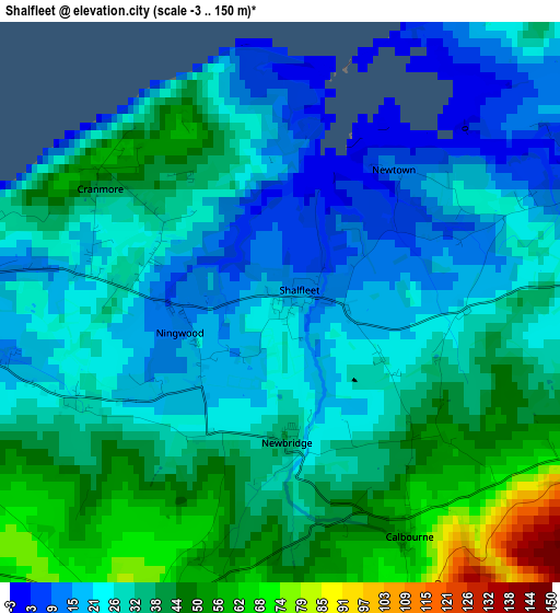 Shalfleet elevation map