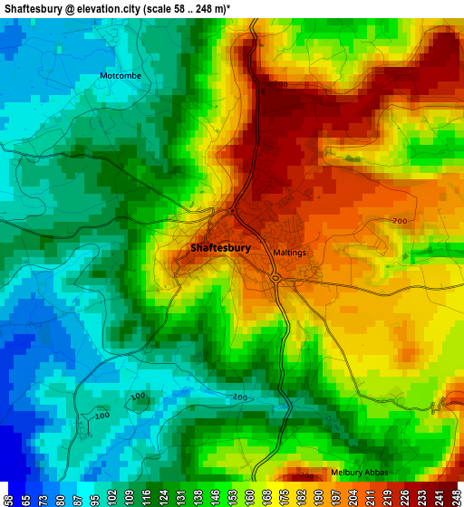 Shaftesbury elevation map