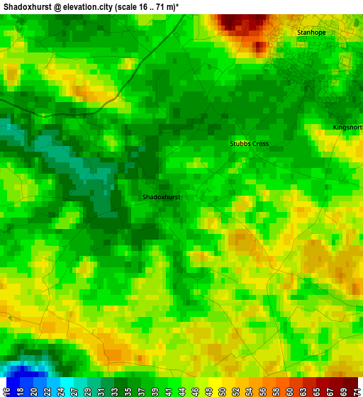 Shadoxhurst elevation map