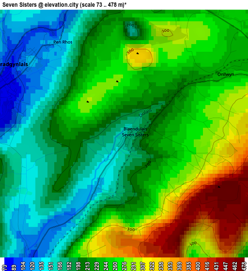 Seven Sisters elevation map