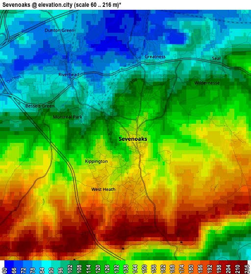 Sevenoaks elevation map