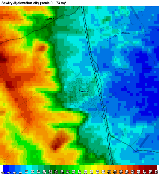 Sawtry elevation map