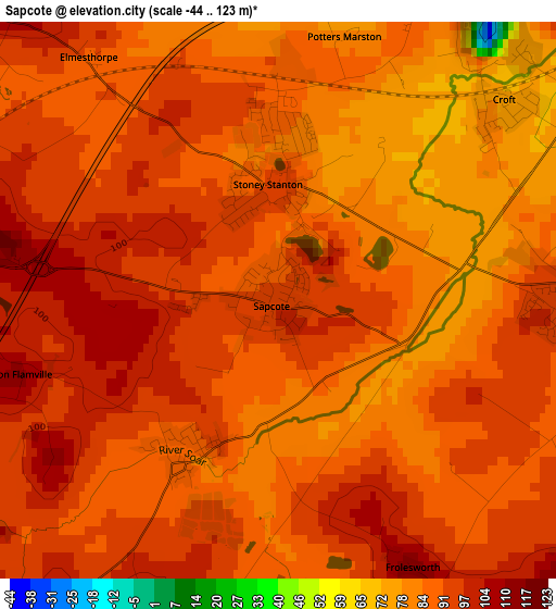 Sapcote elevation map