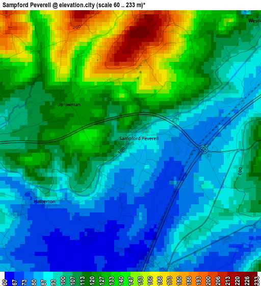 Sampford Peverell elevation map