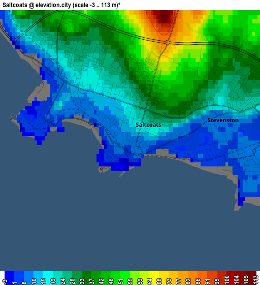 Saltcoats elevation map