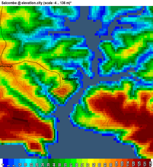 Salcombe elevation map