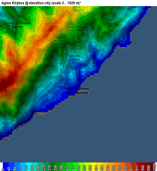 Agios Kirykos elevation map