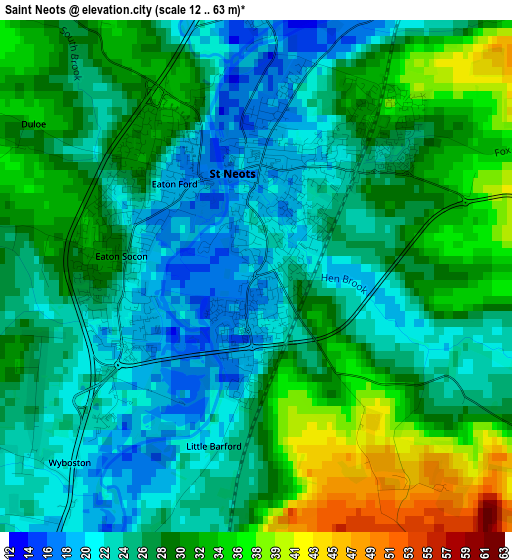 Saint Neots elevation map