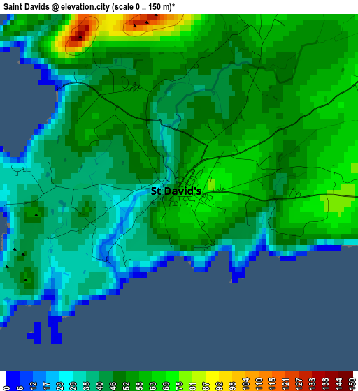 Saint Davids elevation map