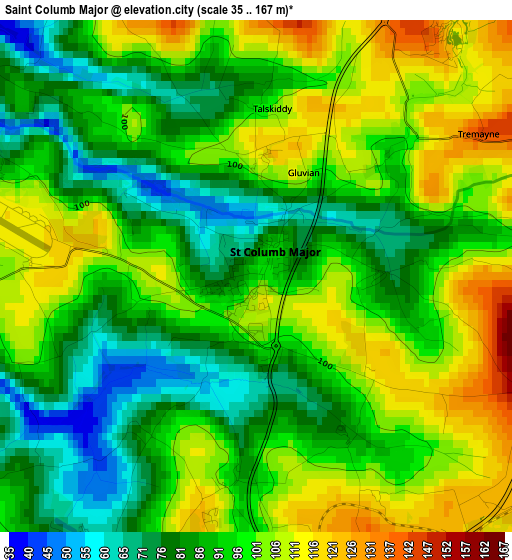 Saint Columb Major elevation map