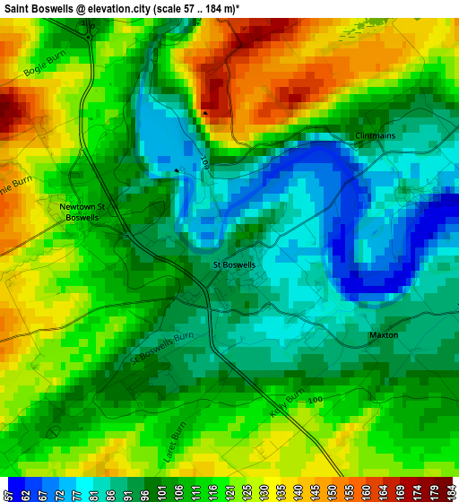 Saint Boswells elevation map