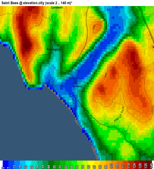 Saint Bees elevation map