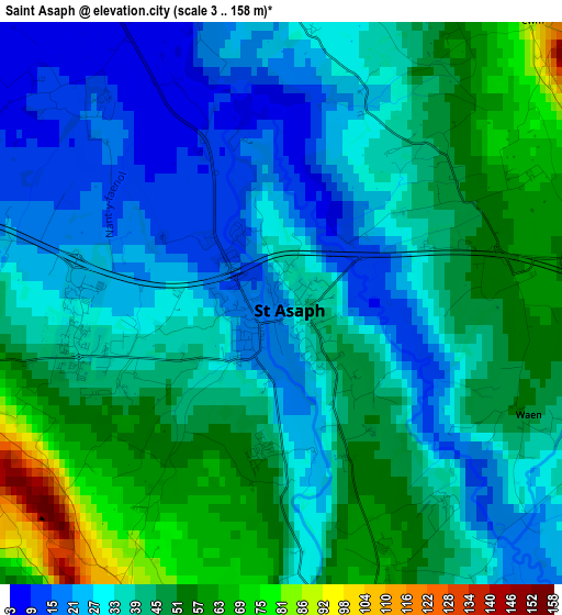 Saint Asaph elevation map