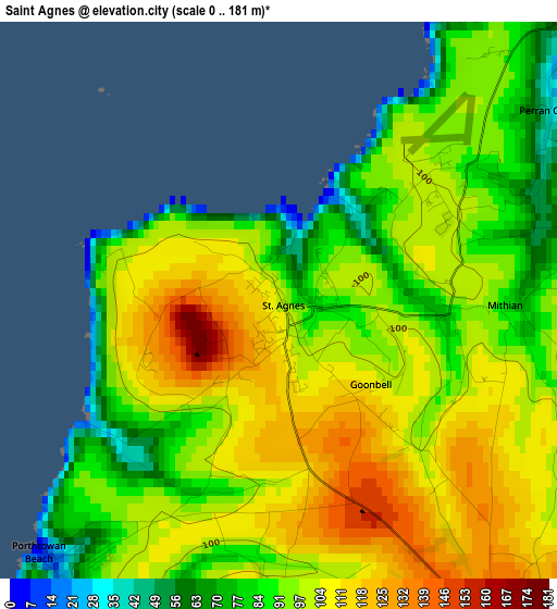 Saint Agnes elevation map