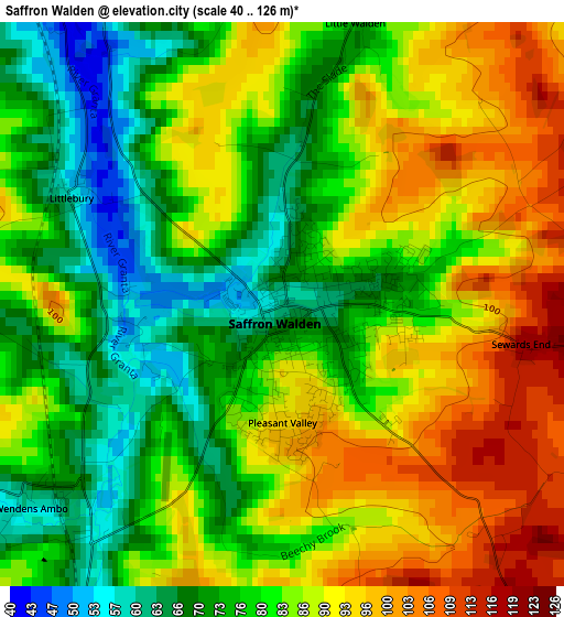 Saffron Walden elevation map