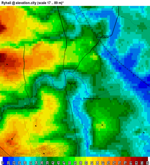 Ryhall elevation map