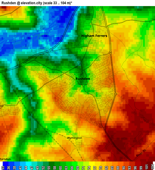 Rushden elevation map