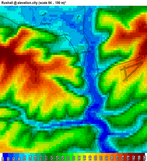 Rushall elevation map