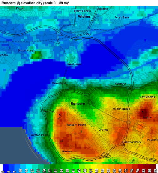 Runcorn elevation map