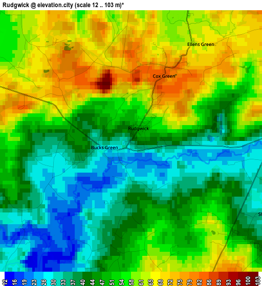 Rudgwick elevation map