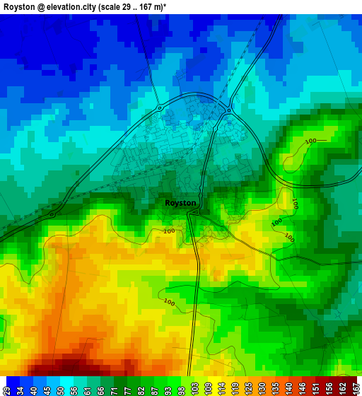 Royston elevation map