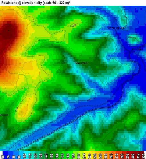 Rowlstone elevation map