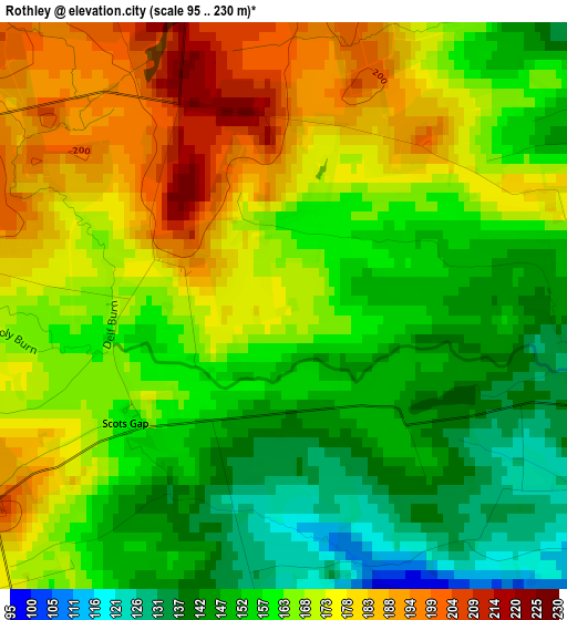 Rothley elevation map