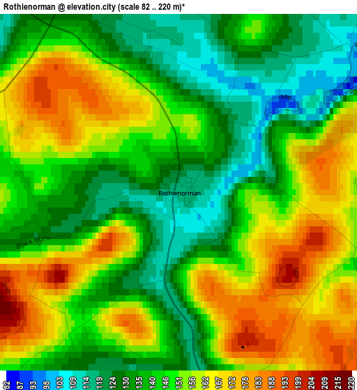 Rothienorman elevation map
