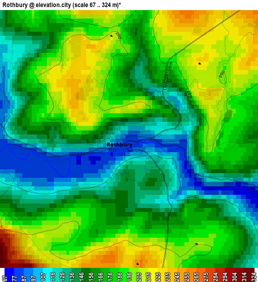 Rothbury elevation map