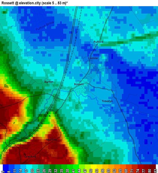 Rossett elevation map