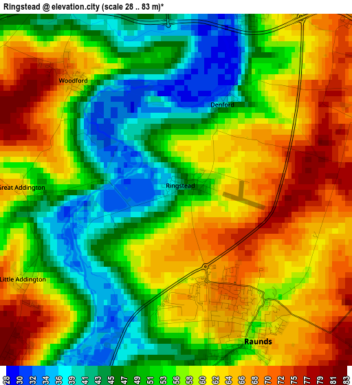 Ringstead elevation map