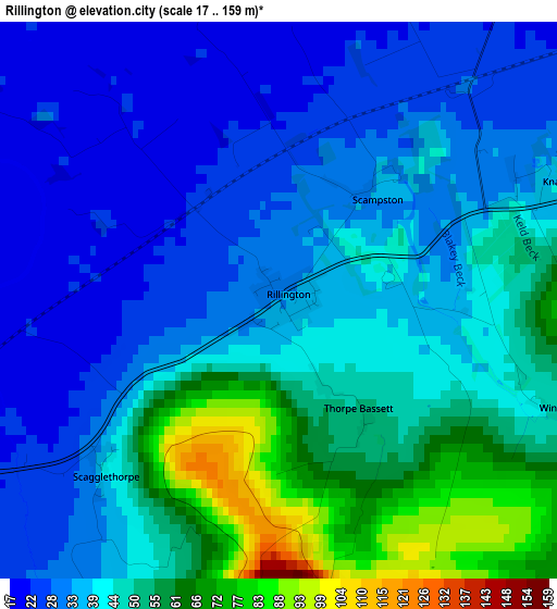 Rillington elevation map