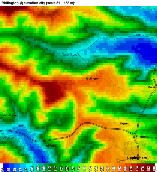 Ridlington elevation map