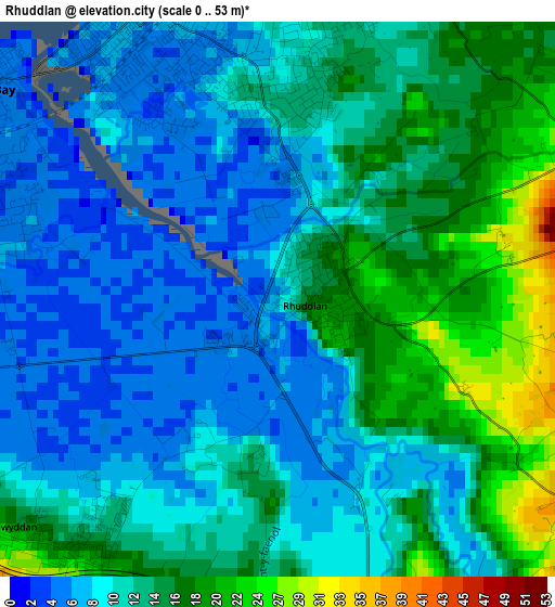 Rhuddlan elevation map
