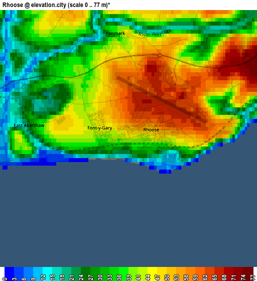 Rhoose elevation map