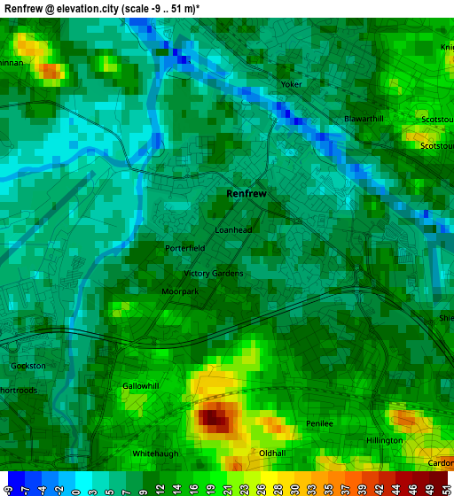 Renfrew elevation map