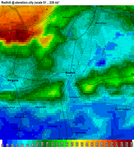 Redhill elevation map