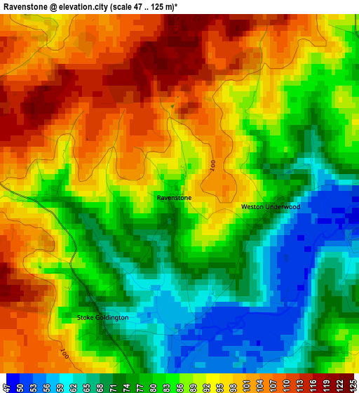 Ravenstone elevation map