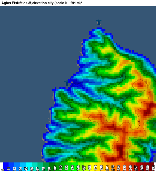 Ágios Efstrátios elevation map