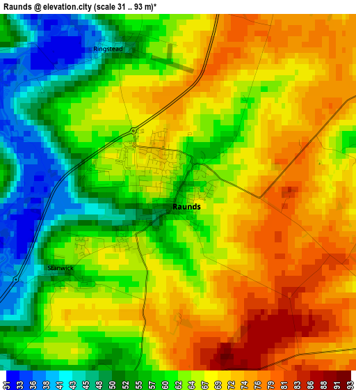 Raunds elevation map