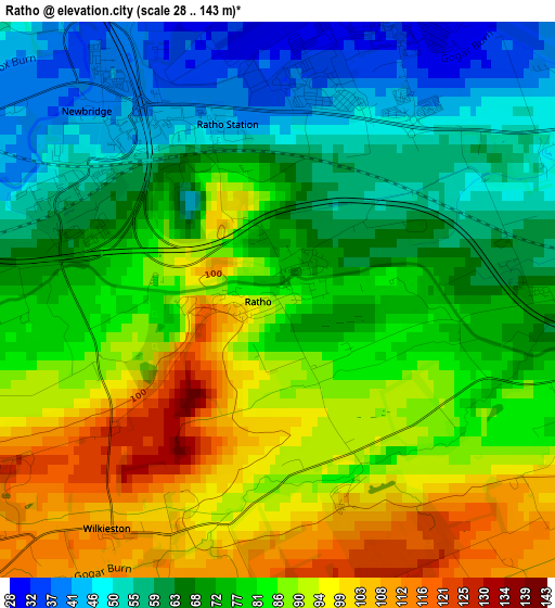 Ratho elevation map