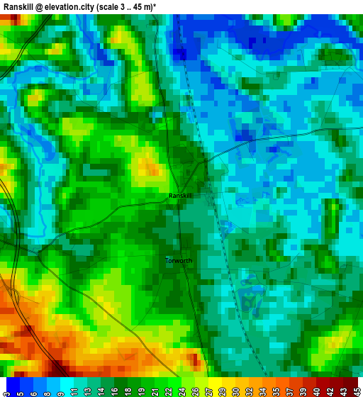 Ranskill elevation map