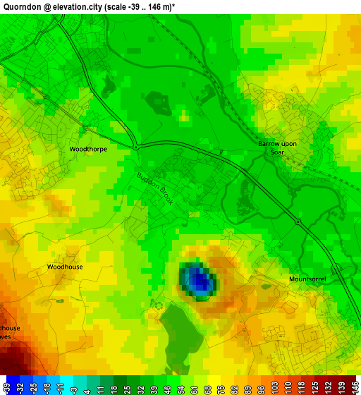 Quorndon elevation map