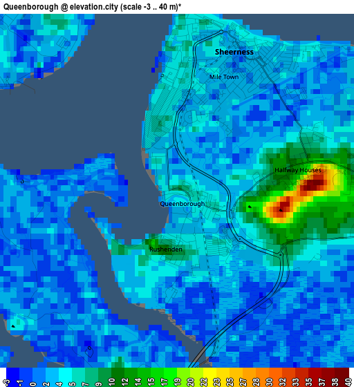 Queenborough elevation map