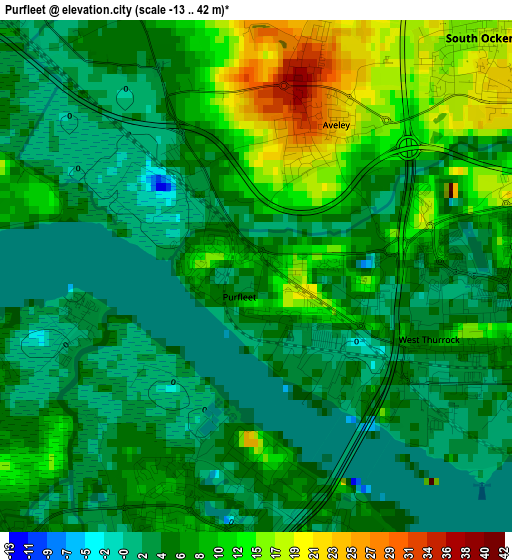 Purfleet elevation map