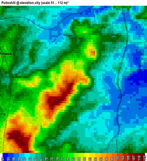 Pulloxhill elevation map