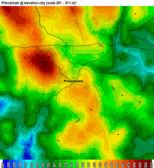 Princetown elevation map