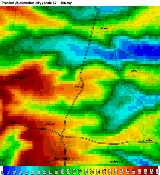 Preston elevation map