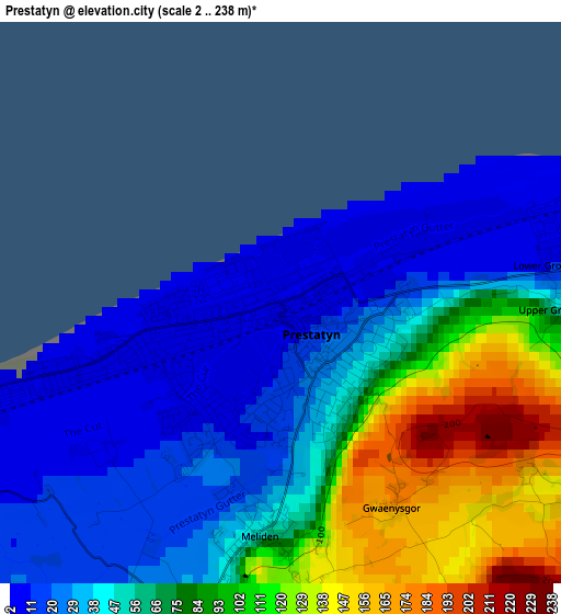 Prestatyn elevation map