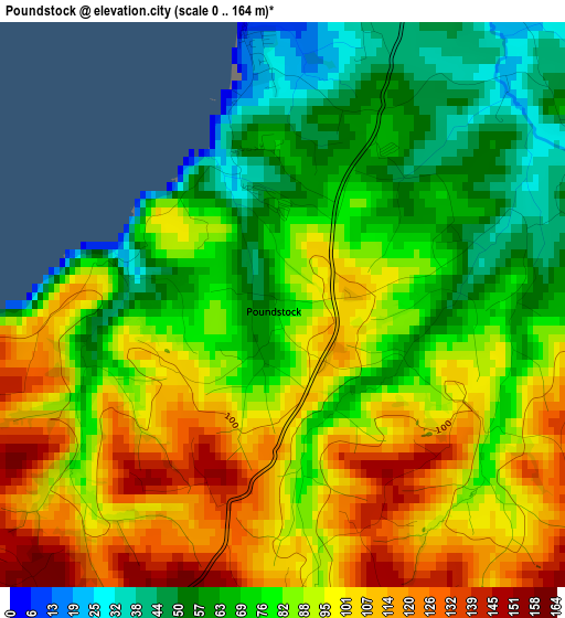 Poundstock elevation map